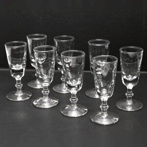 Vintage Steube Style Sherry Shot Glasses Footed Crystal Clear Set of 8 Holidays